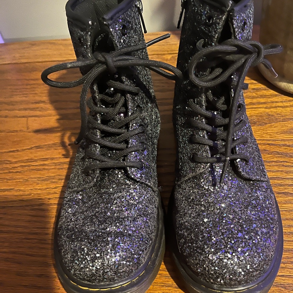 Girl’s Super Cute Dr. Martens Black Glitter Boots